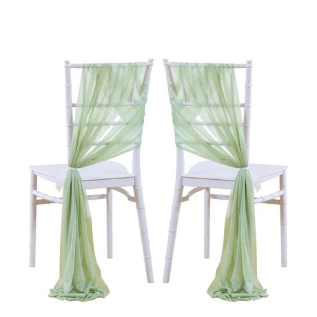 24 Pcs 17x250cm Green Chiffon Chair Sashes 12 Set Sash Wedding Chair Covers Ribbon Wedding Party Aisle Chair Decor