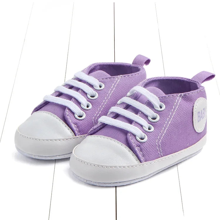 Baby Canvas Classic Sports Sneakers Newborn Baby Boys Girls Print Star First Walkers Shoes Infant Toddler Anti-slip Baby Shoes