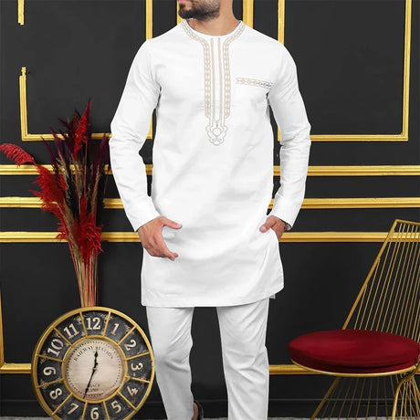 Men's Designer Clother Luxury Brand Clothing For Male African Traditional Outfit Dashiki 2Pc Elegant Men Suits Full Pant Sets