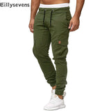 Cargo Pants Mens Multiple Pocket Sports Jogging Trousers Lightweight Hiking Spliced elastic band Outdoor Binding leg sweatpants