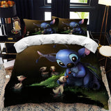 3D Cartoon Bedding Set Disney Lilo & Stitch Queen King Quilt Comforter Duvet Cover Set Children Kids Boys Bedroom Home Textile