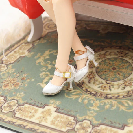 2.3cm*1cm Doll Shoes Ob24 22 Doll Noble Bow High Heels With Button For Blythes Licca Azones Ob24 Ob22 Fr Doll Body