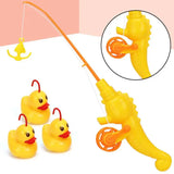 9Pcs/Set Mini Floating Duck Fishing Bath Toy Set Of 1 Fishing Pole And 7 Rubber Ducks for Children Outdoor Pool Shower Toy Gift