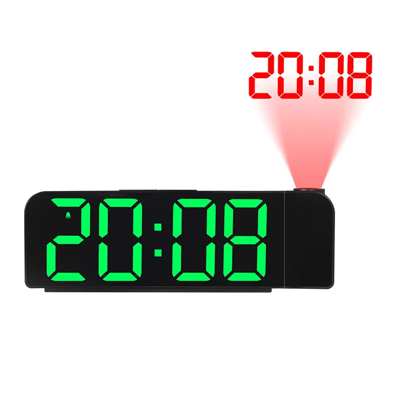 180° Arm Digital Projection Alarm Clock Night Mode Power-off Memory Table Clock 12H/24H Bedroom Electronic LED Clock