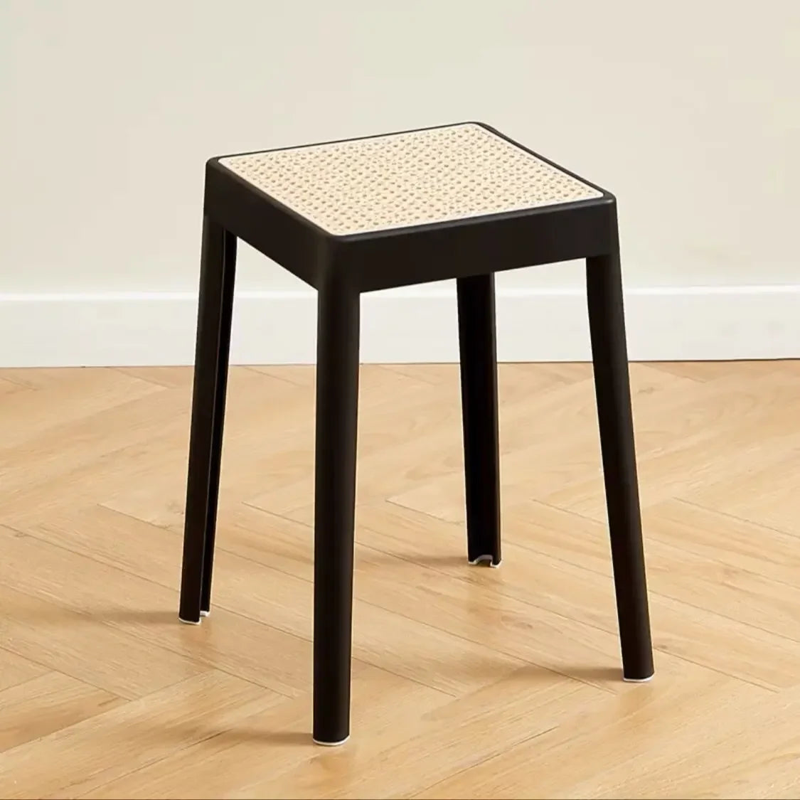 Stackable Storage Bench Stool Plastic Rattan Stools Portable Vanity Chair Stool Dining Stool Living Room Space Saving Furniture