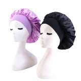 New 2 Pieces Silky Sleep Cap Women's Satin Bonnet Night Elastic Head Cover Hat Curly Hair Nightcap Night Hat Unisex Cap De Nuit