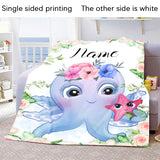 Custom Name Blanket Kawaii Baby Girl Boy Kids Personalized Blankets Cartoon Animal Cute Soft Flannel Throw Blanket Birthday Gift