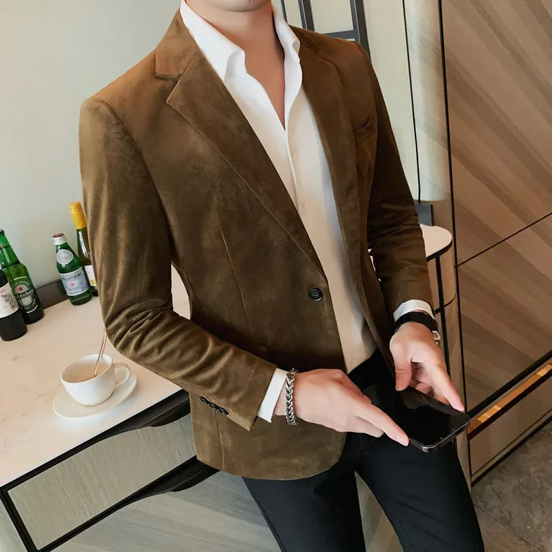 High Quality Fashion All Fashion Casual Solid Color Handsome Smart Casual  Four Seasons  Blazers  Polyester  Single Breasted