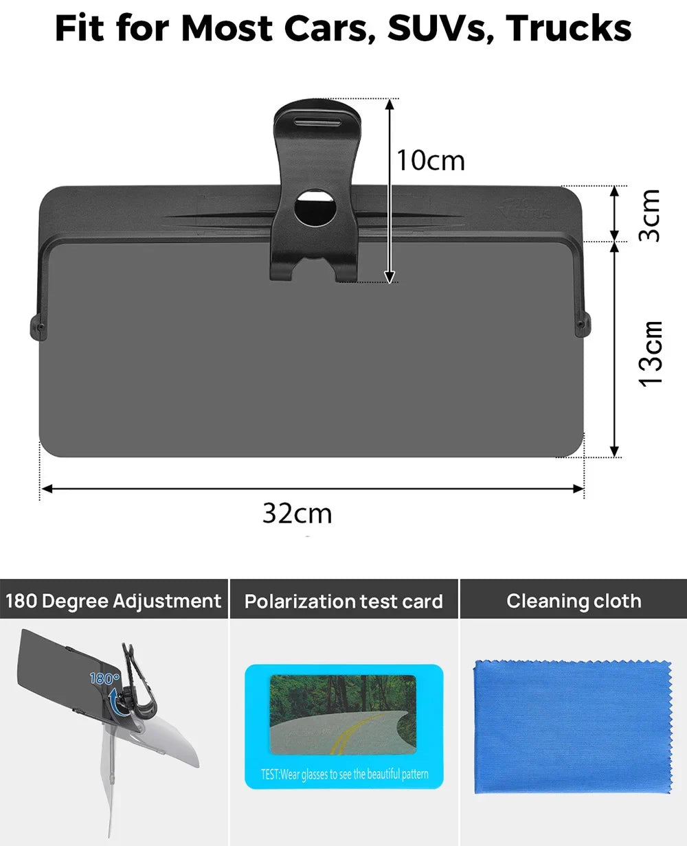 Universal Car Sun Visor Anti-Dazzle Anti-UV Adjustable Blocker Polarized Sunshade Plate Clear Vision SUVs Trucks Car Accessories