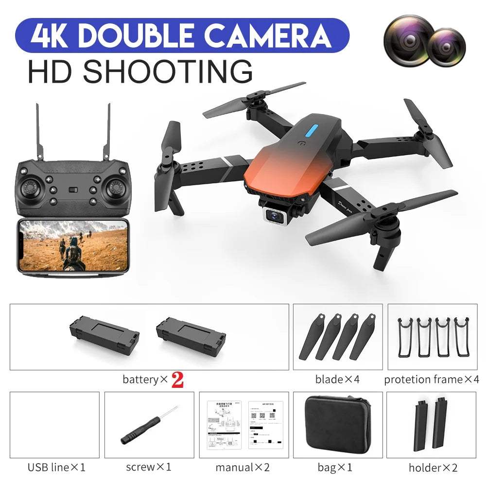 2023 New Quadcopter E88 Pro WIFI FPV Drone With Wide Angle HD 4K 1080P Camera Height Hold RC Foldable Quadcopter Dron Gift Toy