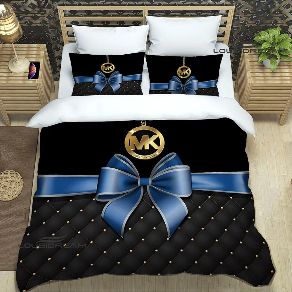 M-Michael-Kors logo printed Bedding Sets exquisite supplies set duvet cover bed comforter set bedding set luxury birthday gift