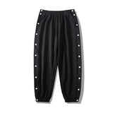 2024 New Breasted Sweatpants Men's Full Open Button-Down Loose Spring Autumn Sweatpants Side Open Training Basketball Long Pants