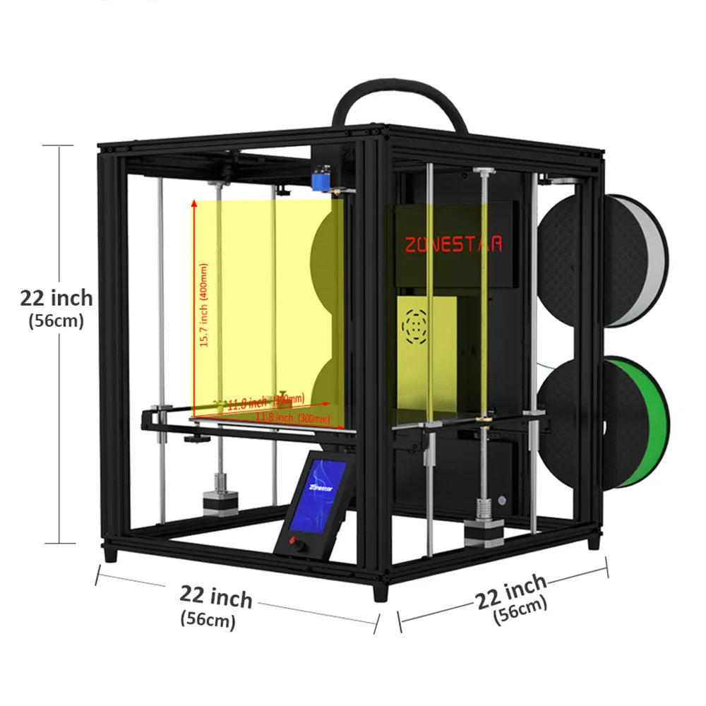 Zonestar Z9V5 MK6 3D Printer Upgraded Adjustable Four Extruder Design Single and Multi-color Printing Size 300x300x400mm