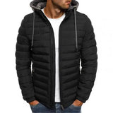 New Oversize Men Detachable Hat Padded Hooded Cardigan Drawstring Winter Thick Warm Jacket Outerwear Top