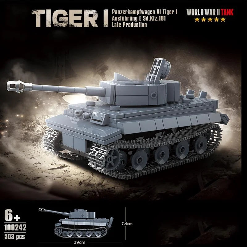 WW2 Military Panzer Tiger I Heavy Tank Panzerkampfwagen VI Ausf. E Building Blocks World War II Figures Bricks Model Toys Gifts