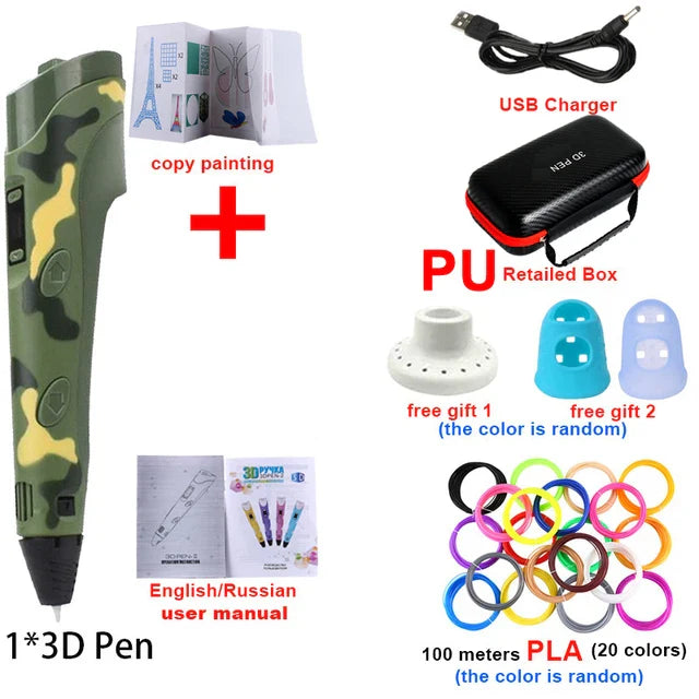 Creative 3D Printing Pen Set with Travel Case & 100M PLA Filament - Perfect DIY Gift for Kids this Christmas!