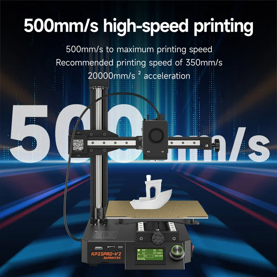 KINGROON KP3S Pro V2 High Speed 3D Printer Fast Printing Max 500mm/s 3DPrinter 25 Point Auto-Leveling 100Mbps Network 3D Printer