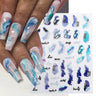 Purple Marble Nails Stickers Smoke Design Manicure Decals Golden Wave Lines Nail Slider Blooming Ink Sticker