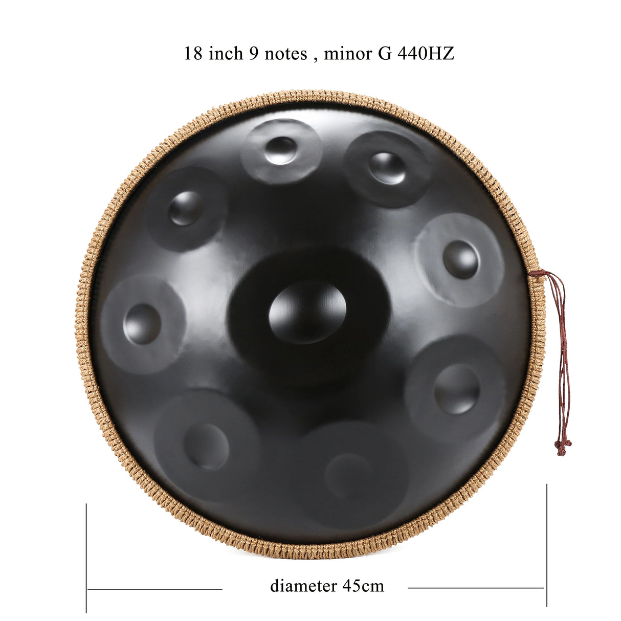 Handpan 18 Inch 9 Notes G Minor 440HZ Pantam Glucophone Steel Tongue Drum Hand pan Yoga Meditation Beginner Musical Instruments