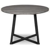 Signature Design by Ashley Centiar Mid Century Round Dining Room Table with Metal Legs, Gray & Black