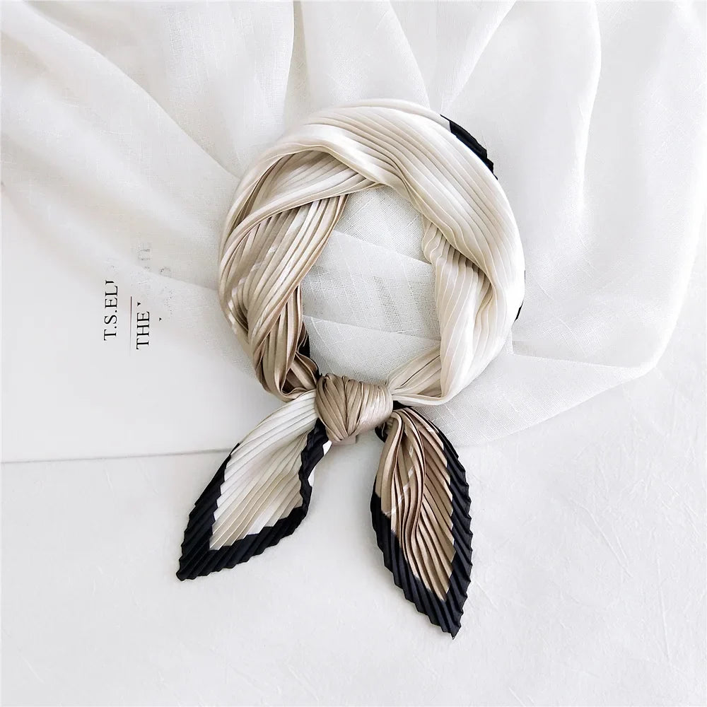 silk scarf women luxury ladies small head scarf wholesale scarves  headwraps pleated chiffon hijabs satin hijabe femme bandanas