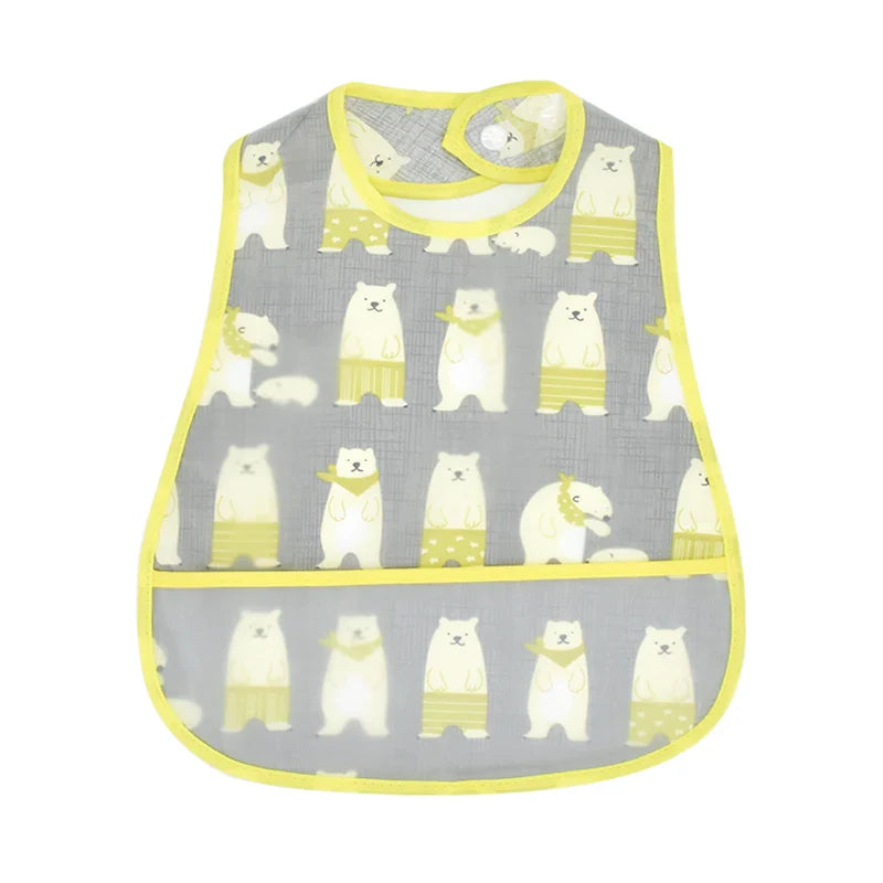 2023New Cartoon Pattern EVA Waterproof Pocket Lunch Feeding Bibs Adjustable Baby Bibs Cute Children Baby Apron Kids Burp Cloths