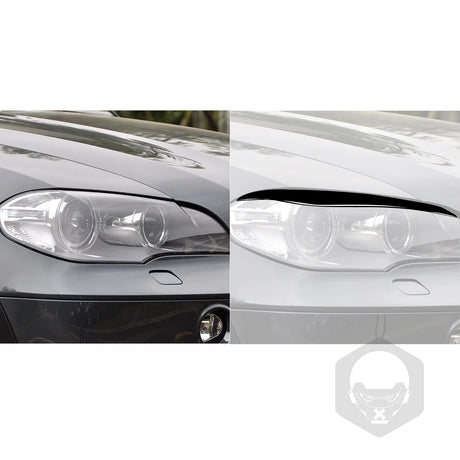 For BMW X5 E70 2010-2012 Piano Black Left Right Headlight Eyebrow Eye Lid Cover Car Exterior Accessories Decorative Stickers