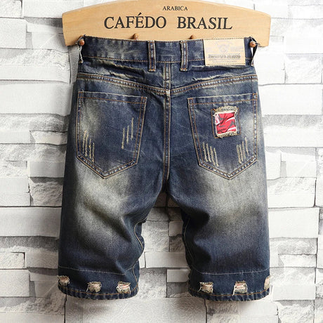 Blue Mens Ripped Short Jeans Clothing Bermuda Cotton Shorts Breathable Denim Shorts Male New Fashion Size 28-40