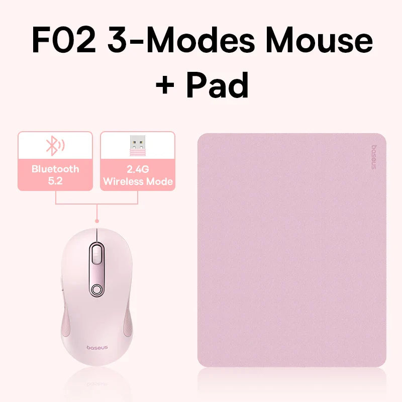 Baseus F02 Wireless Mouse Bluetooth 5.2 2.4G 4000DPI Ergonomic 6 Mute Buttons Mice for iPad MacBook Tablet Laptop Computer Mouse