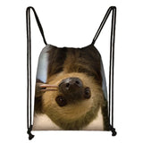 Cute Animal Sloth Alpaca Drawstring Bags Women Storage Bag for Travel Ladies Softback Backpack Teenager Girls Bookbag Gift