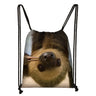 Cute Animal Sloth Alpaca Drawstring Bags Women Storage Bag for Travel Ladies Softback Backpack Teenager Girls Bookbag Gift