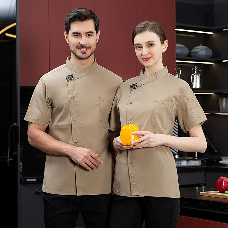 Catering Chef Uniform Long Sleeve Men Kitchen Chef Jacket  Work Hotel Women Waiter Restaurant Clothes Apron Hat Bakery Cook Coat