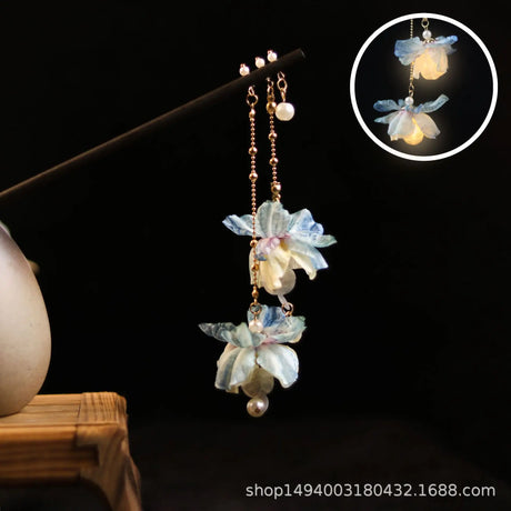 Antique Luminous Hair Sticks Chinese Hanfu Hair Accessories Fluorescent Lamp Balls Fairy Sister Headdress Vintage Hair Jewelry