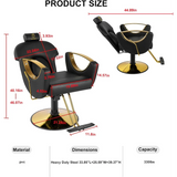 LUXMARS Hydraulic Barber Chair, Salon Chair 360 Degrees Rolling Swivel Hair Styling Chair, Adjustable Height Hair Stylist Tattoo