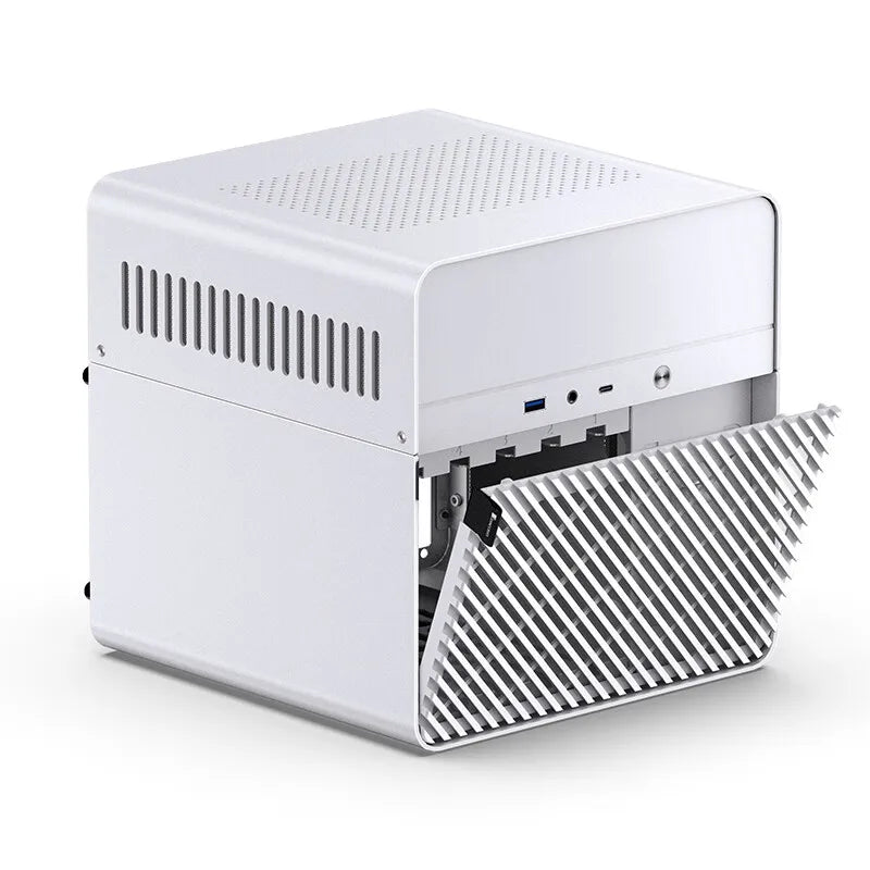 JONSBO N2 White Aluminum NAS Chassis ITX Version Supports SFX Power Slot Compartment 5+1 Hard Drive Slot 12CM Fan Computer Case