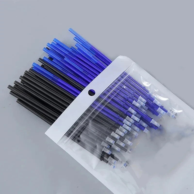 103pcs/set Black Blue Ink Erasable Pen Refills Rods Set 0.5mm Magic Erasable Gel Pen Washable Handle Office Writing Stationery