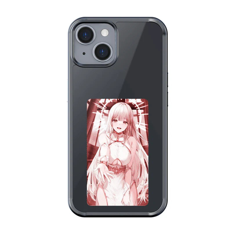 Smart NFC Phone Case For 13 14 15 Pro Max E ink Screen Phone Cover Family Couples Photos Memorable Fundas Anime Characters Cases