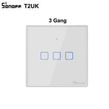 SONOFF T2/ T3 EU/ UK/ US Wifi/ 433mhz RF Smart Wall Touch Switch 1/2/3 Gang Remote Control Wifi Light Switches For Smart Home