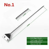 Lengthened Stainless Steel Algae Scraper Aquarium Fish Tank Algae Razor Blade Cleaner Set Pet Supplies Cleaning Tools