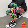 Northeast Flower Printed Thickened Cotton-padded Jacket Couple Chinese Style Causal Loose High Street Parkas Pants Suit