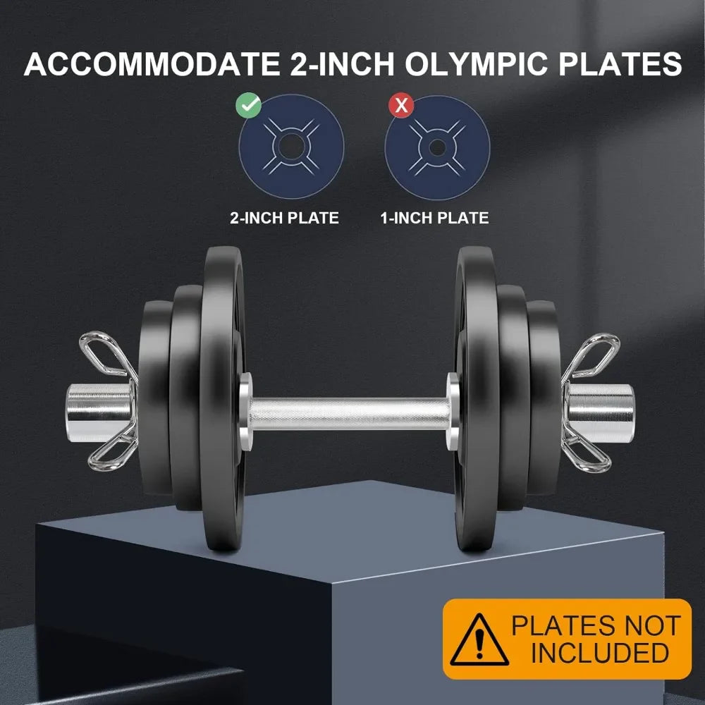 16"/20" Olympic Dumbbell Handles: Loadable Dumbbell Bars, Heavy Duty Weightlifting Handles, Compatible