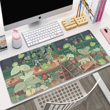 Green Plant Large Gaming Mousepad XXL Gamer Mouse Pad Size For Office Long Table Mat Kawaii Desk For Teen Girls For Bedroom