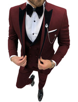 Mens suits Wave point Three Pieces Men Dress Suits Casual Commuter office business suits For Wedding(Blazer+Vest+Pants)