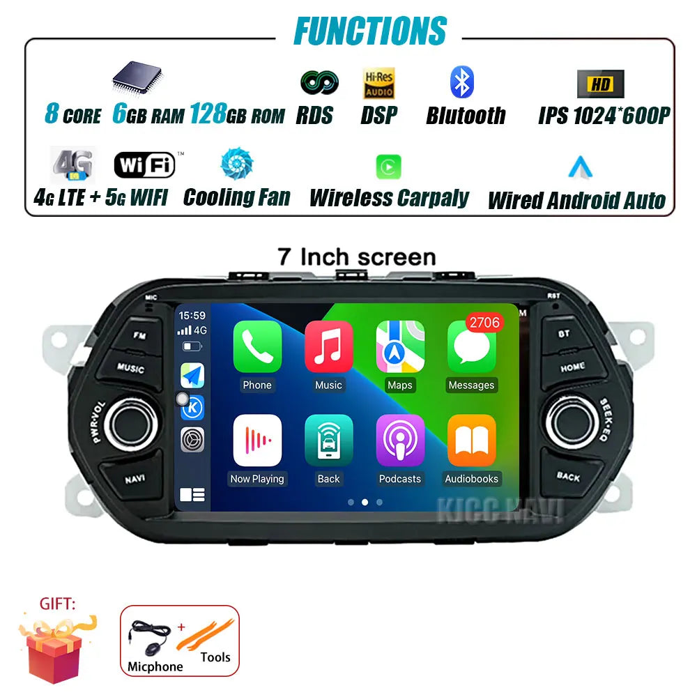 7 inch Screen For FIAT TIPO EGEA 2015 2016 2017 Android 13 Car Intelligent System Radio Multimedia Player Navigation GPS 4G WIFI