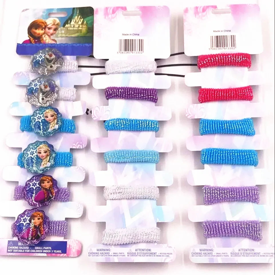 6PCS/Lot Hair Accessories Princess Elsa Anna Elastic Hair bands  Hair pins BB Clips Headwear For Girls Kid Gifts Headdress