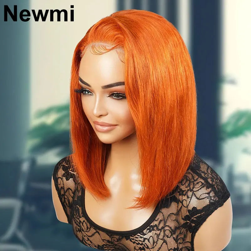 Glueless Ginger Orange Bob Lace Front Wig Human Hair Wear and Go Bob Lace front Human Hair Wigs 4x4 5x5 Closure Glueless Wig