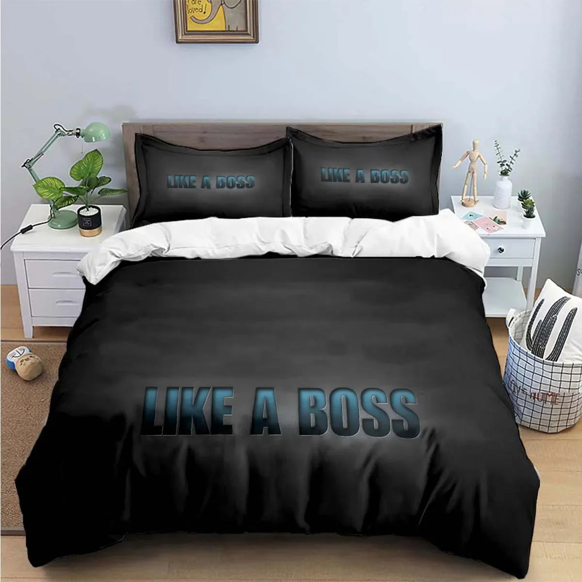 H-Hugo Boss Logo Print Bedding Sets Exquisite Bed Supplies Set Duvet Cover Bed Comforter Set Bedding Set Luxury Birthday Gift