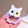 Cartoon Black White Cat Charms Hair Ties Kids Girls Cute Elastic Ponytail Holder Rubber Band Women Hairband Summer Headwear