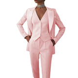 3 Pieces Women Suit Set Lapel Blazer Business Jacket+Vest+Pants Office Lady Pantsuits Formal Single Breasted Party Prom Dress