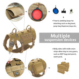 Tactical Military Dog Harness Collar Leash Set Durable Big Dog Training Harness Vest MOLLE For Large Dogs With Pouches Flag